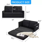 Canapé-lit futon convertible 3-en-1 Mjkone, causeuse-lit pliable capitonnée avec poches latérales, gain de place