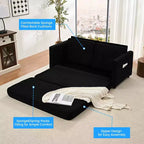 Canapé-lit futon convertible 3-en-1 Mjkone, causeuse-lit pliable capitonnée avec poches latérales, gain de place