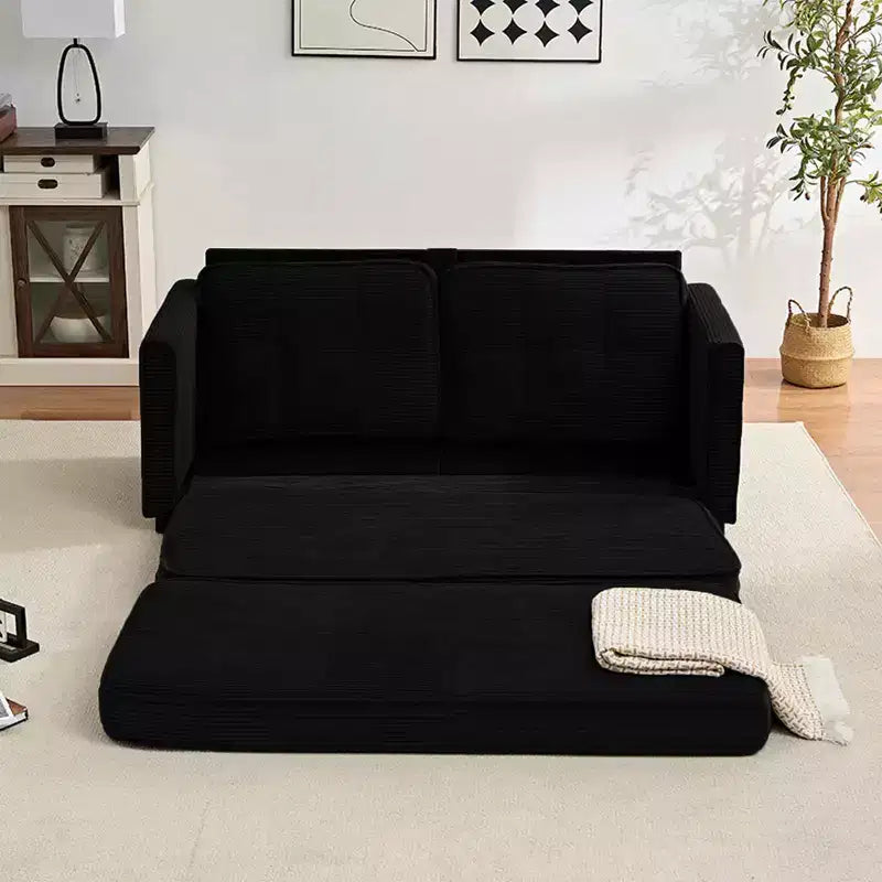 Mjkone Divano letto futon convertibile 3 in 1, divano letto trapuntato pieghevole a due posti con tasche laterali, salvaspazio
