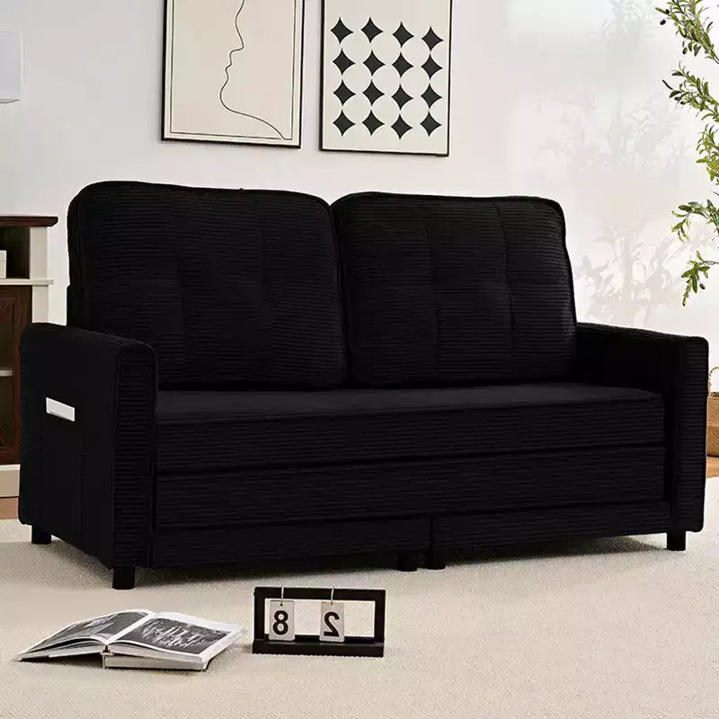 Mjkone Divano letto futon convertibile 3 in 1, divano letto trapuntato pieghevole a due posti con tasche laterali, salvaspazio