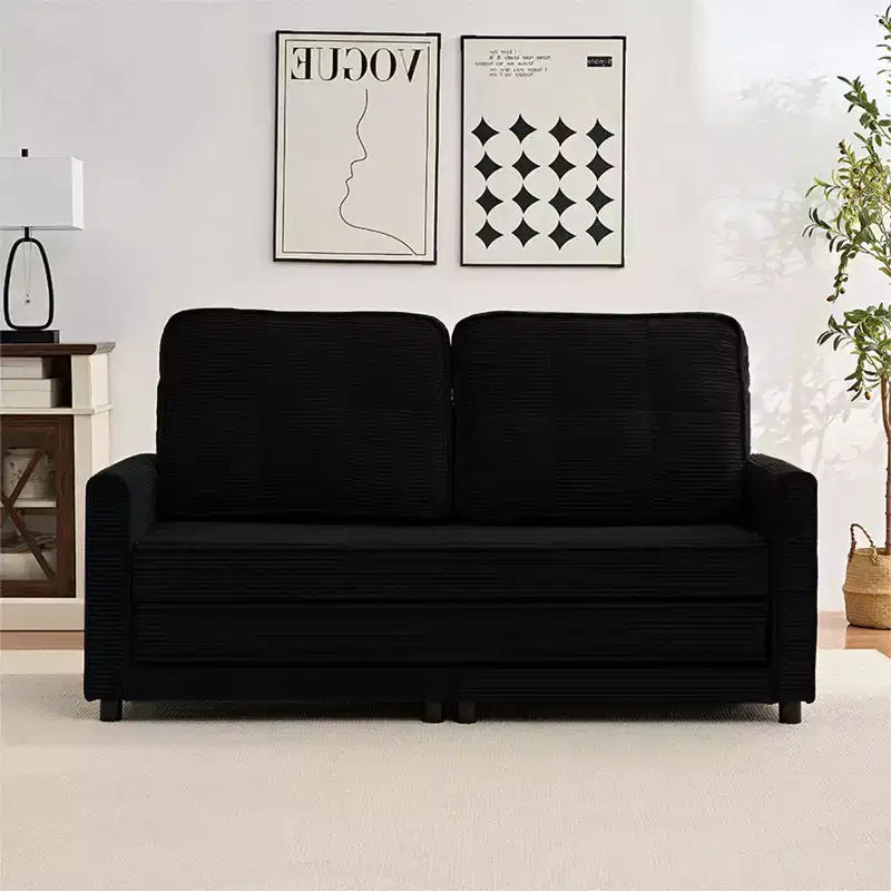 Canapé-lit futon convertible 3-en-1 Mjkone, causeuse-lit pliable capitonnée avec poches latérales, gain de place