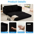 Canapé-lit futon convertible 3-en-1 Mjkone, causeuse-lit pliable capitonnée avec poches latérales, gain de place