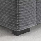 Divano sezionale a L convertibile Whisen Oversized, divano angolare in velluto a coste con bracciolo contenitore, portabicchieri, caricatore USB