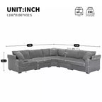 Divano sezionale a L convertibile Whisen Oversized, divano angolare in velluto a coste con bracciolo contenitore, portabicchieri, caricatore USB