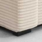 Divano sezionale a L convertibile Whisen Oversized, divano angolare in velluto a coste con bracciolo contenitore, portabicchieri, caricatore USB
