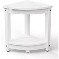 VINGLI Outdoor Side Table, HDPE Space-Saving Patio Corner Table Shower Bench, Waterproof 2-Tier Patio End Tables for Balcony Garden (White)
