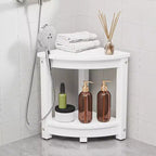 VINGLI Table d'appoint d'extérieur, banc de douche d'angle de patio peu encombrant en PEHD, tables d'extrémité de patio étanches à 2 niveaux pour balcon, jardin (blanc)