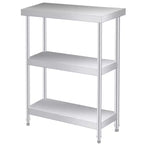 Stainless Steel Work Table, 3-Shelf Commercial Food Prep Table,Rust-Resistant Metal Utility Table for Kitchen, Restaurant