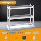 Table de travail en acier inoxydable, table de préparation alimentaire commerciale à 3 étagères, table utilitaire métallique résistante à la rouille pour cuisine, restaurant