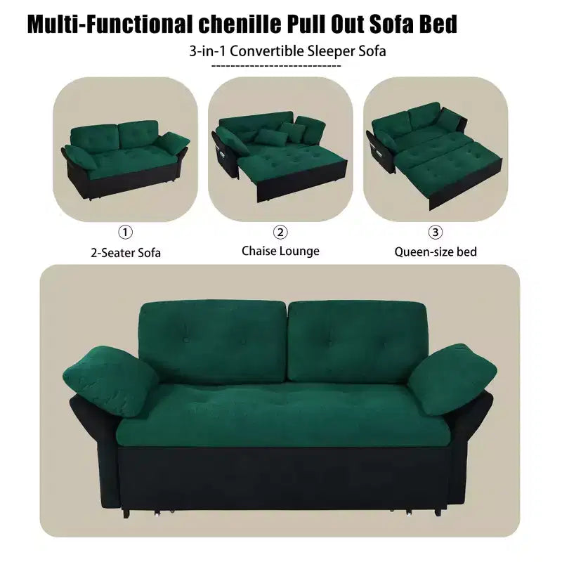 GDFStudio Tachi Moderno Divano Letto Convertibile Queen Size Multifunzione da 188 cm con Rivestimento in ciniglia