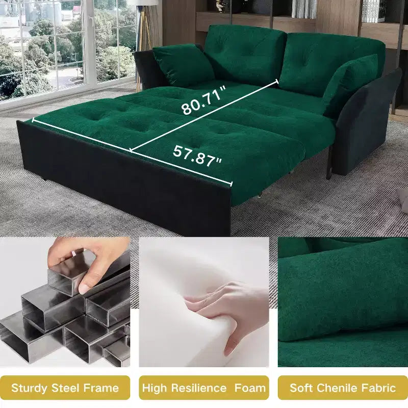 GDFStudio Tachi Moderno Divano Letto Convertibile Queen Size Multifunzione da 188 cm con Rivestimento in ciniglia