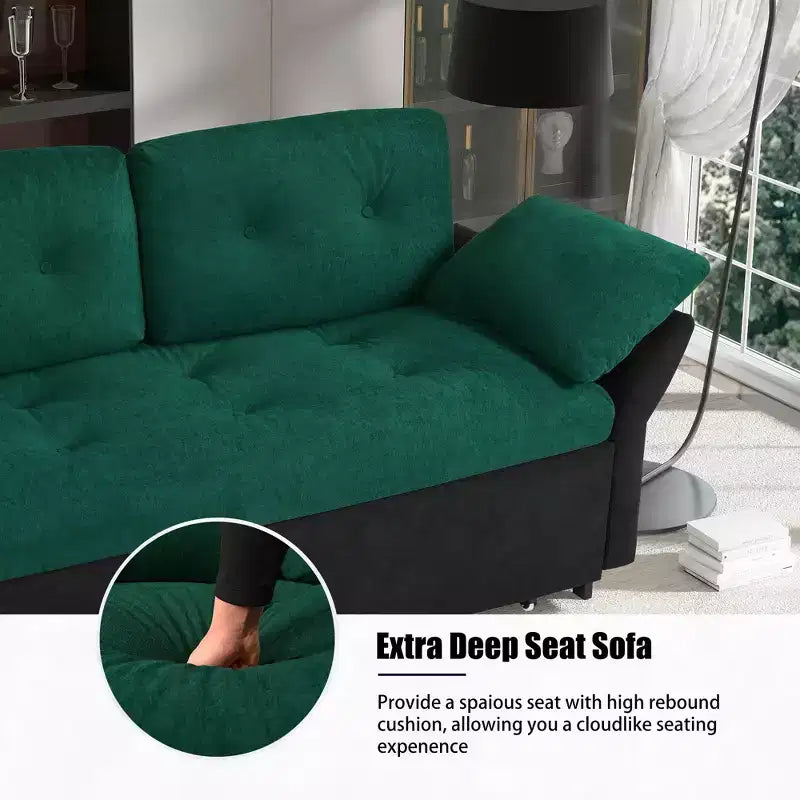 GDFStudio Tachi Moderno Divano Letto Convertibile Queen Size Multifunzione da 188 cm con Rivestimento in ciniglia