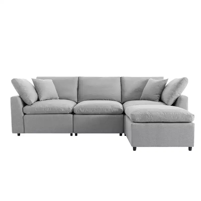 Divano Sezionale Convertibile Tappezzato in Piuma CLIHOME, Divano a L con Chaise Reversibile