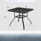 NAYSAYE Set di tavoli da patio quadrati da esterno con foro per ombrellone, neri, 35.43*35.43*28
