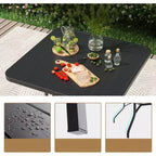 NAYSAYE Set di tavoli da patio quadrati da esterno con foro per ombrellone, neri, 35.43*35.43*28