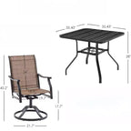 NAYSAYE Set Tavolo da Patio 5 Pezzi per Esterni con Sedie Girevoli per Giardino, Marrone Imbottito, 23.03*27.56*40.16