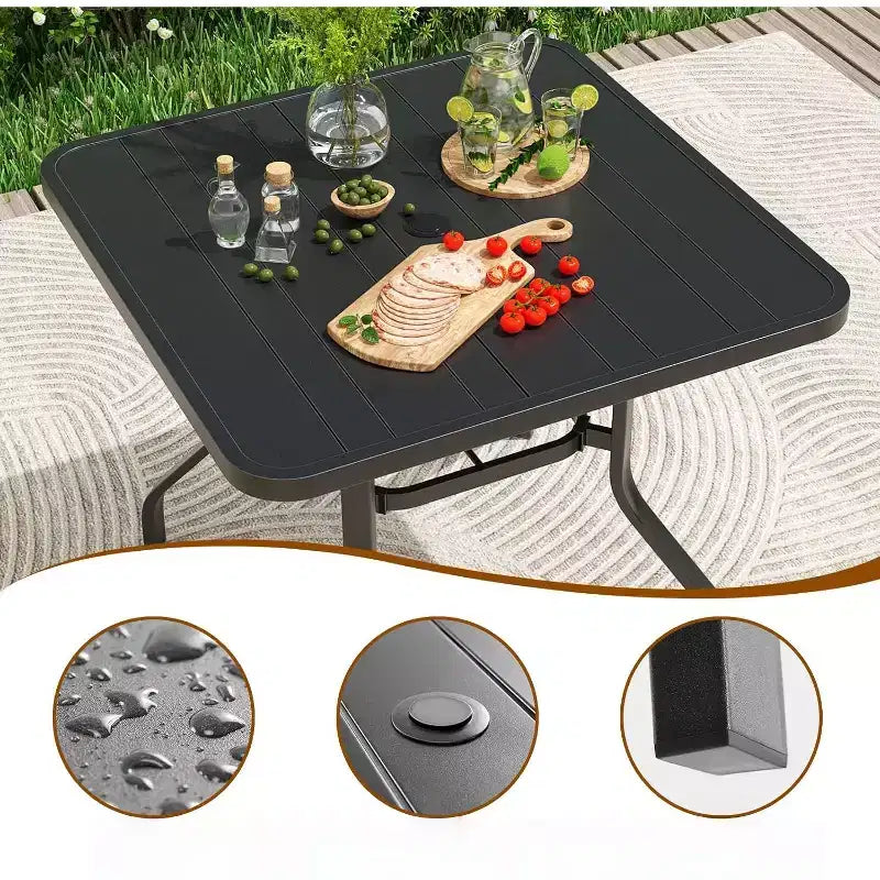 NAYSAYE Set Tavolo da Patio 5 Pezzi per Esterni con Sedie Girevoli per Giardino, Marrone Imbottito, 23.03*27.56*40.16