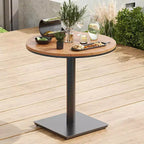 NAYSAYE Patio Accent Table Sets Outdoor Dining Table with Wood Look Surface for Patio, Brown, 27.8*27.8*29.1