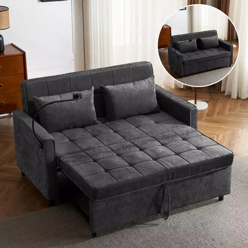 Divano a Due Posti Merax in ciniglia confortevole con divano letto estraibile