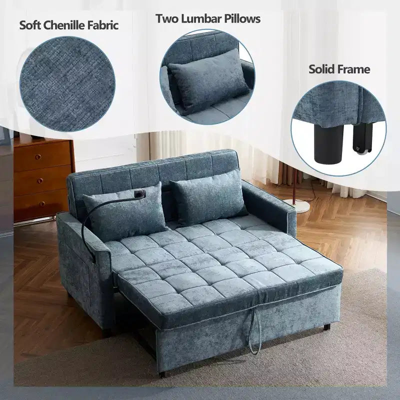 Divano a Due Posti Merax in ciniglia confortevole con divano letto estraibile
