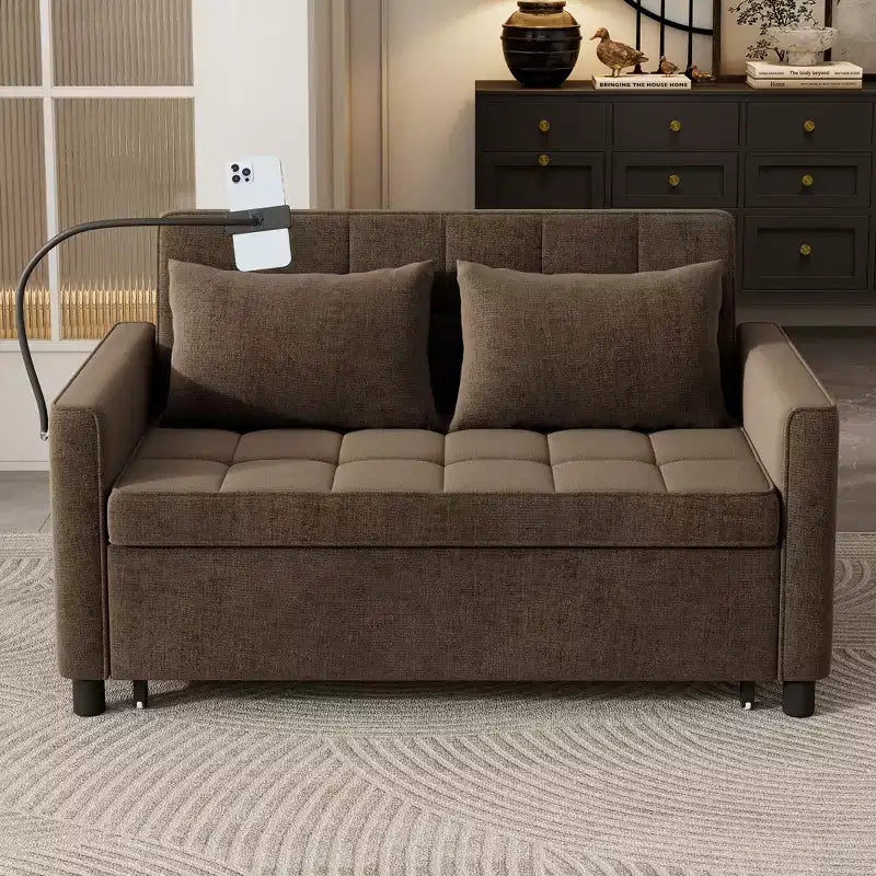 Divano a Due Posti Merax in ciniglia confortevole con divano letto estraibile