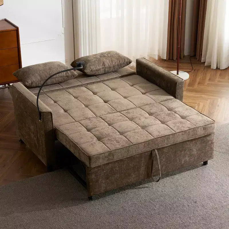 Divano a Due Posti Merax in ciniglia confortevole con divano letto estraibile