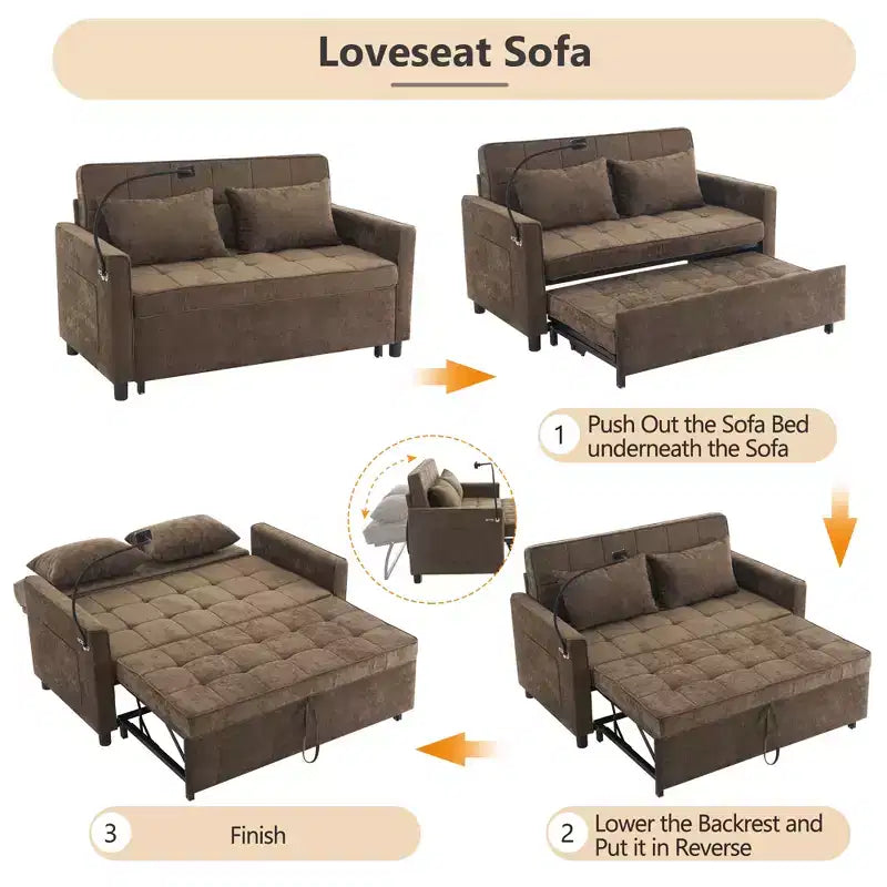 Divano a Due Posti Merax in ciniglia confortevole con divano letto estraibile