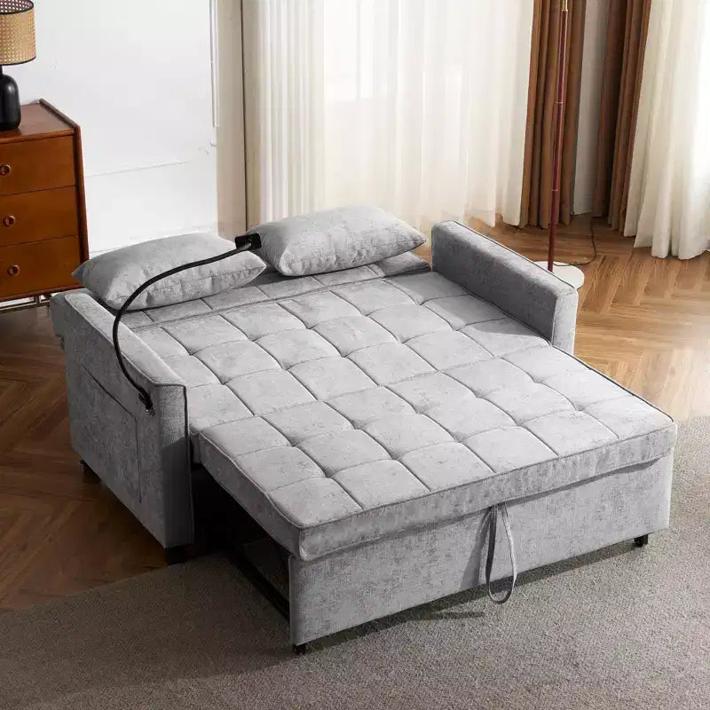 Divano a Due Posti Merax in ciniglia confortevole con divano letto estraibile