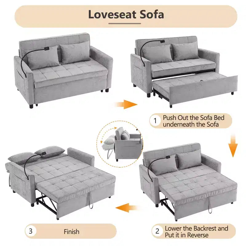 Divano a Due Posti Merax in ciniglia confortevole con divano letto estraibile