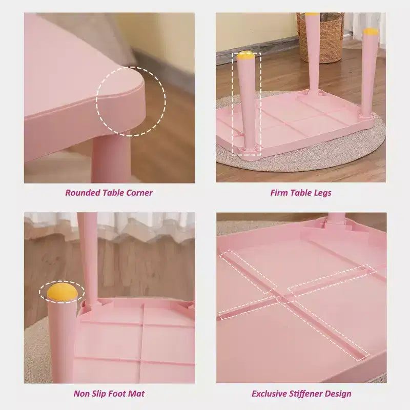 Set tavolo e sedia per bambini CLIHOME di alta qualità in plastica, 3 pezzi, tavolo e sedia per attività di lettura per bambini