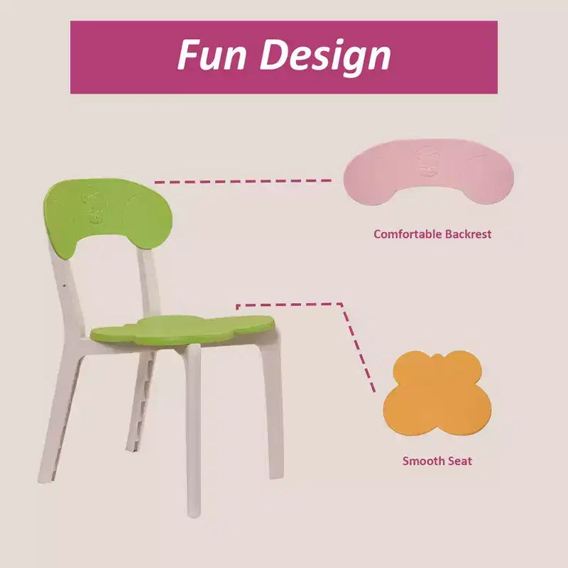 Set tavolo e sedia per bambini CLIHOME di alta qualità in plastica, 3 pezzi, tavolo e sedia per attività di lettura per bambini