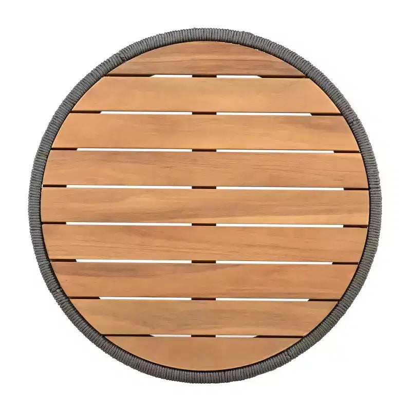 NAYSAYE Ensemble de tables d'appoint de terrasse, table basse en rotin et bois d'acacia pour jardin, gris et teck, 26*26*14.25