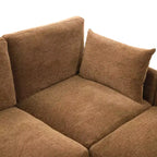 Canapé Whisen multifonctionnel en chenille avec pouf modulaire, ports USB et support de téléphone