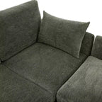 Canapé Whisen multifonctionnel en chenille avec pouf modulaire, ports USB et support de téléphone