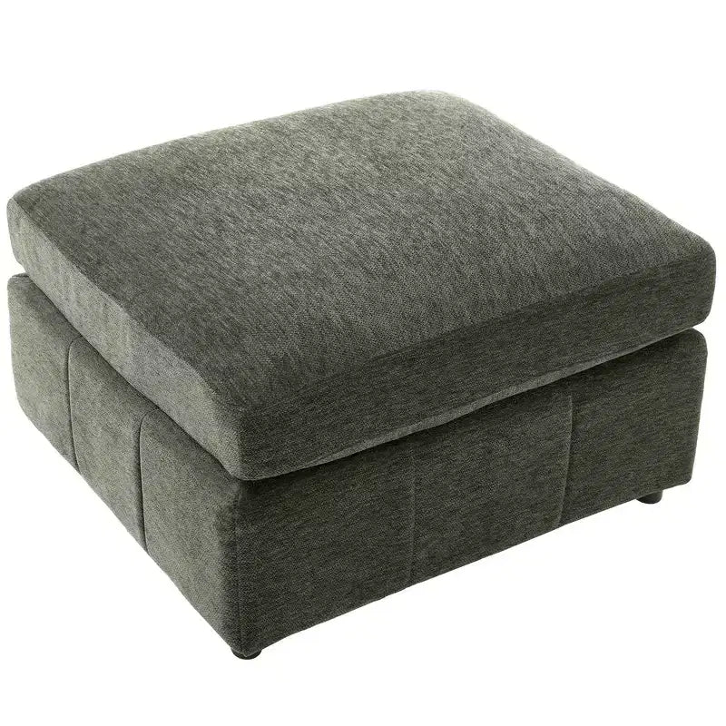 Canapé Whisen multifonctionnel en chenille avec pouf modulaire, ports USB et support de téléphone