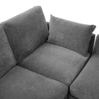 Canapé Whisen multifonctionnel en chenille avec pouf modulaire, ports USB et support de téléphone