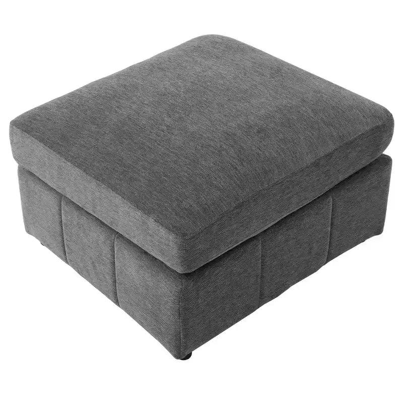 Canapé Whisen multifonctionnel en chenille avec pouf modulaire, ports USB et support de téléphone