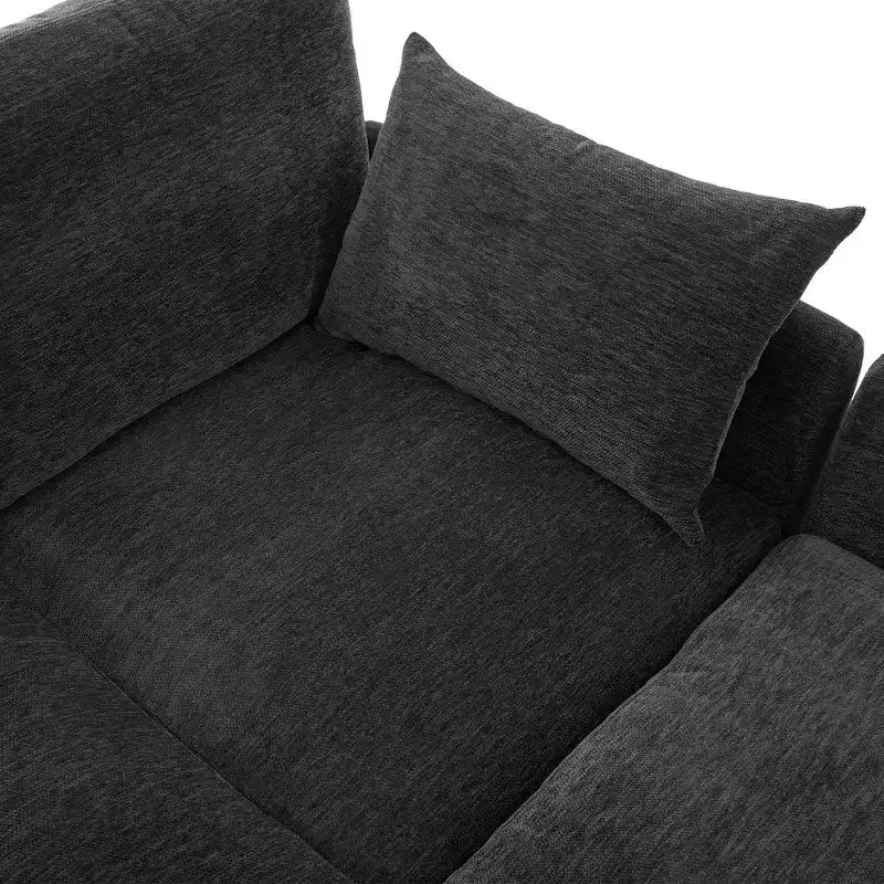 Canapé Whisen multifonctionnel en chenille avec pouf modulaire, ports USB et support de téléphone