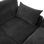 Canapé Whisen multifonctionnel en chenille avec pouf modulaire, ports USB et support de téléphone