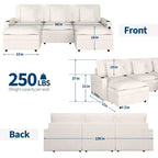 Canapé modulaire en chenille en forme de U de 274 cm, 3 places avec pouf mobile et porte-gobelet, sectionnel pour salon