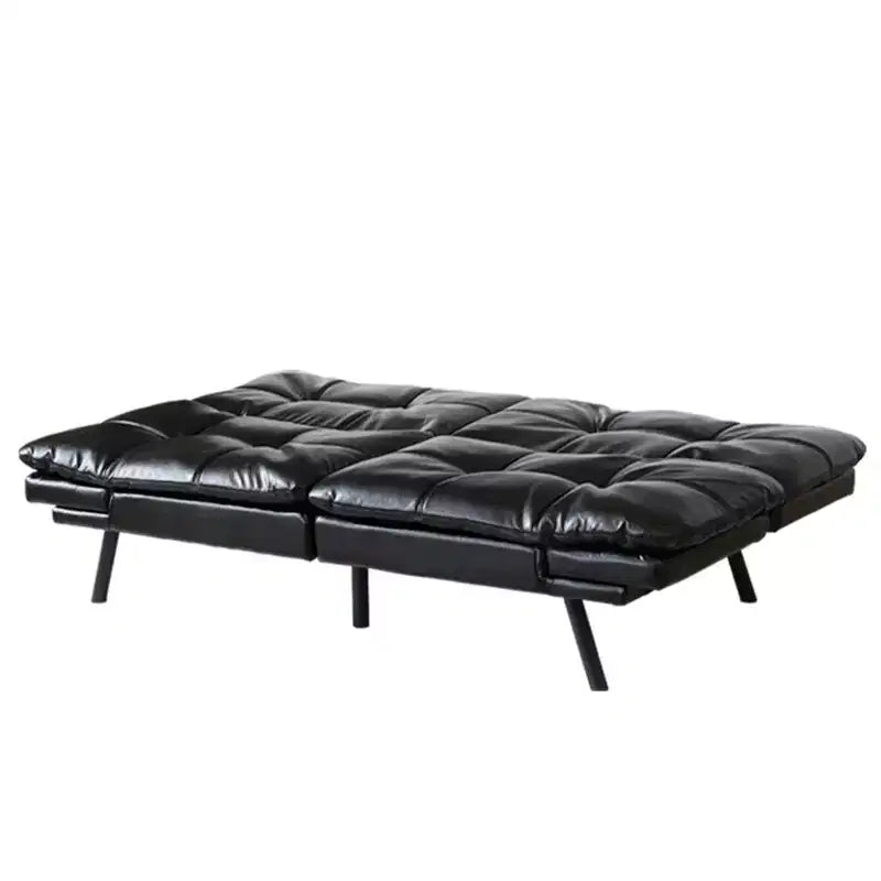 Dyonery 71 Divano Letto Convertibile Futon con Memory Foam, Divanetto Moderno per Soggiorno, Braccioli Schienale Regolabili, Ecopelle - Nero