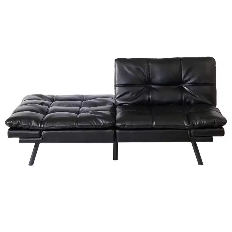 Dyonery 71 Divano Letto Convertibile Futon con Memory Foam, Divanetto Moderno per Soggiorno, Braccioli Schienale Regolabili, Ecopelle - Nero