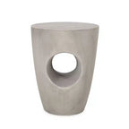 NAYSAYE Patio End Table Sirius Side Table with Round Drum Design for Outdoor Use, Gray, 14.5*14.5*18.5