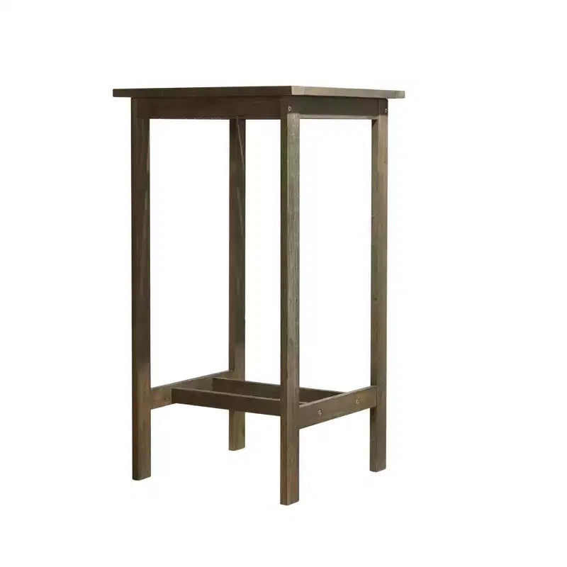 NAYSAYE Patio End Table Emilio Grey Washed Wood Bar Table with Slatted Design for Outdoor Use, Gray, 24*24*43