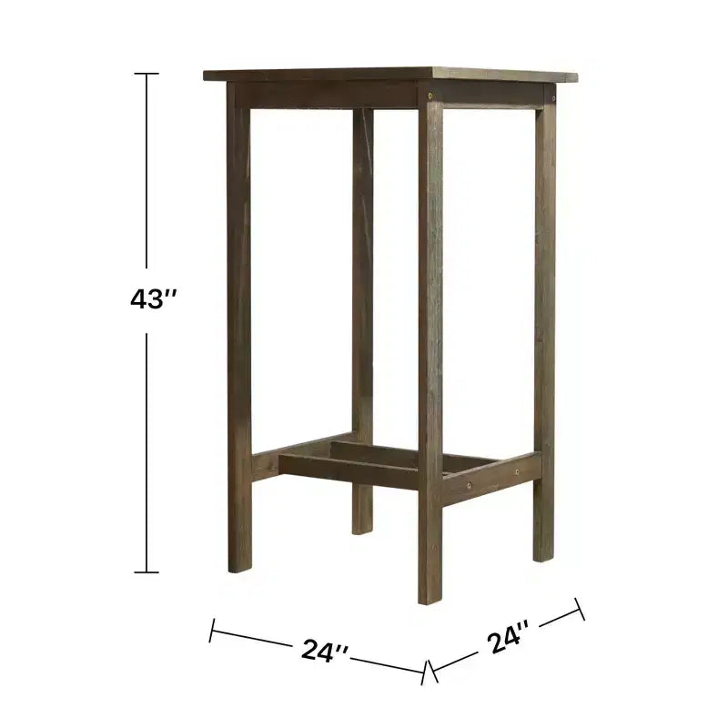 NAYSAYE Tavolo da Bar da Patio Emilio in Legno Grigio Lavato con Design a Doghe per Esterni, Grigio, 24*24*43