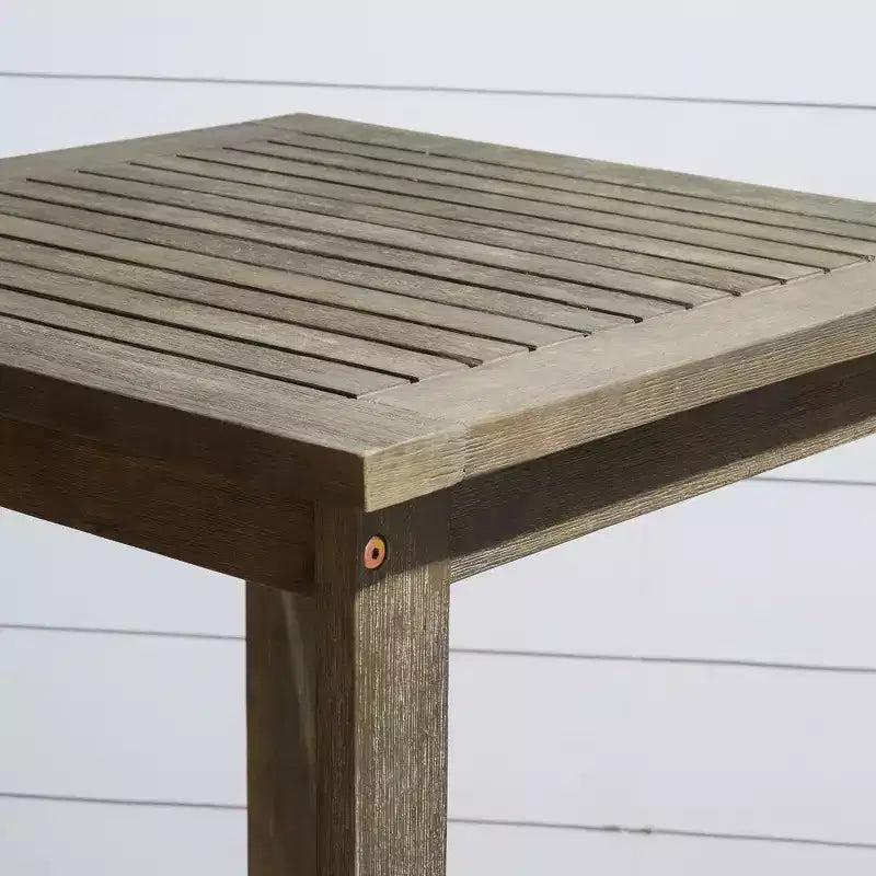 NAYSAYE Tavolo da Bar da Patio Emilio in Legno Grigio Lavato con Design a Doghe per Esterni, Grigio, 24*24*43