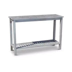 NAYSAYE Patio End Table Eucalyptus Console Table with Two Shelves for Outdoor Entertaining Use, Gray, 16*48*32