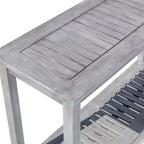 NAYSAYE Table d'appoint de patio en eucalyptus avec deux étagères pour l'extérieur, gris, 16*48*32