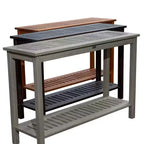 NAYSAYE Table d'appoint de patio en eucalyptus avec deux étagères pour l'extérieur, gris, 16*48*32