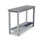 NAYSAYE Table d'appoint de patio en eucalyptus avec deux étagères pour l'extérieur, gris, 16*48*32